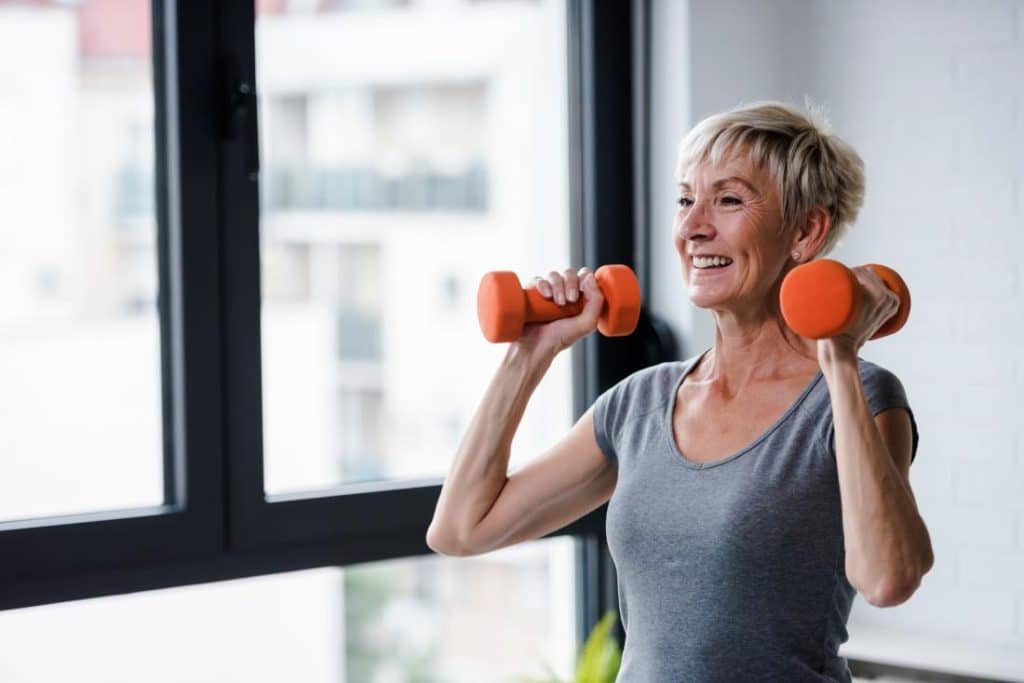 A woman lifting weights