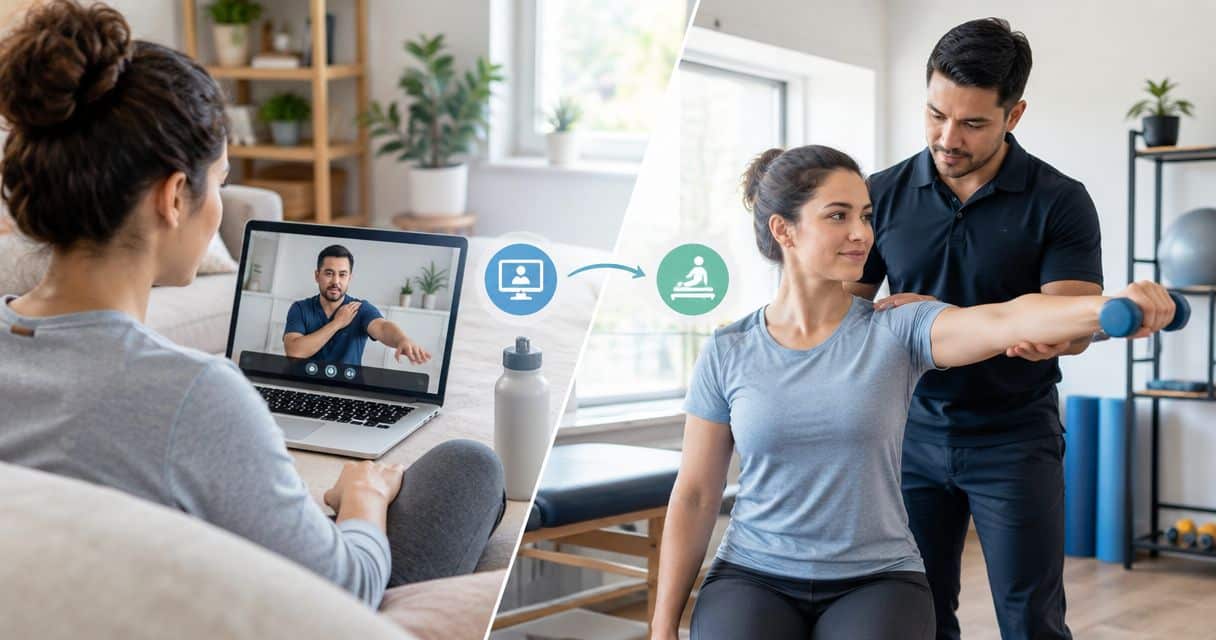 Telehealth consultation to in-person physical therapy: complete 2026 workflow